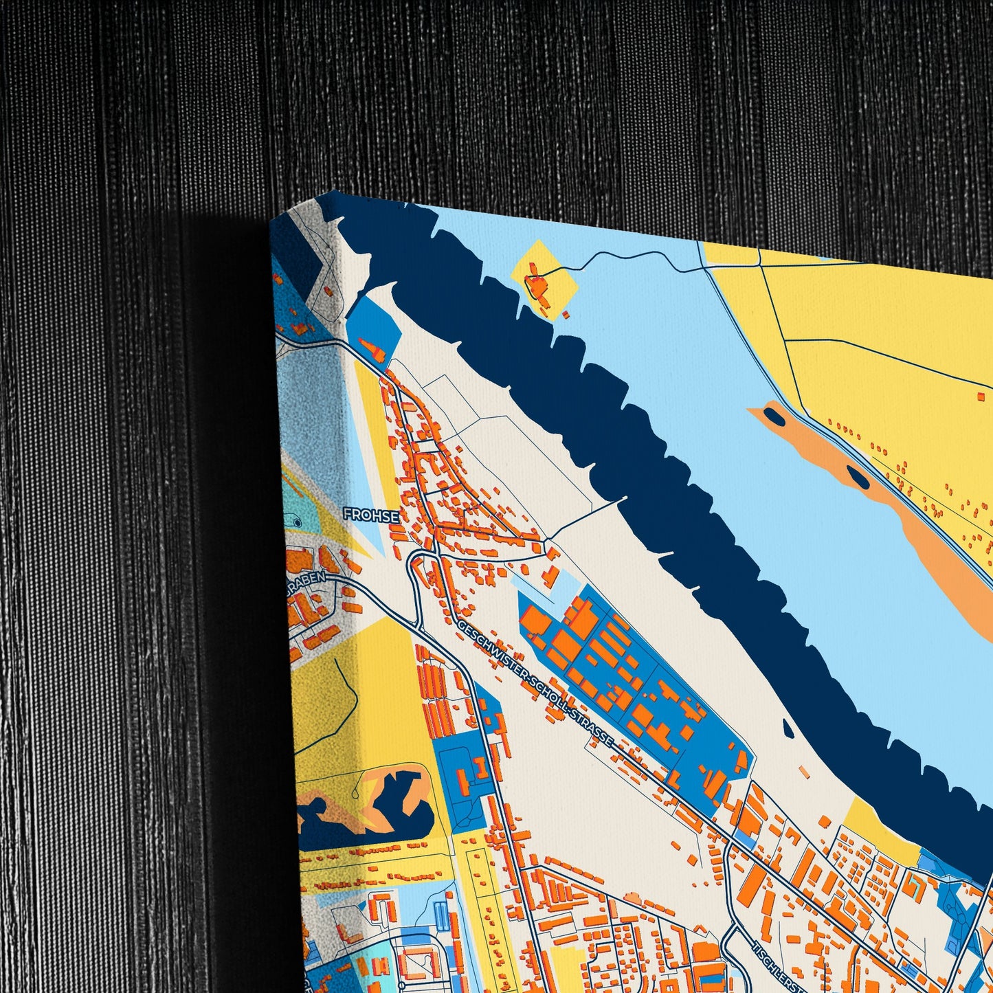 Schönebeck Germany Colorful City Map Canvas Print Detail