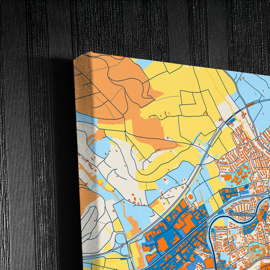 Schorndorf Germany Colorful City Map Canvas Print Detail