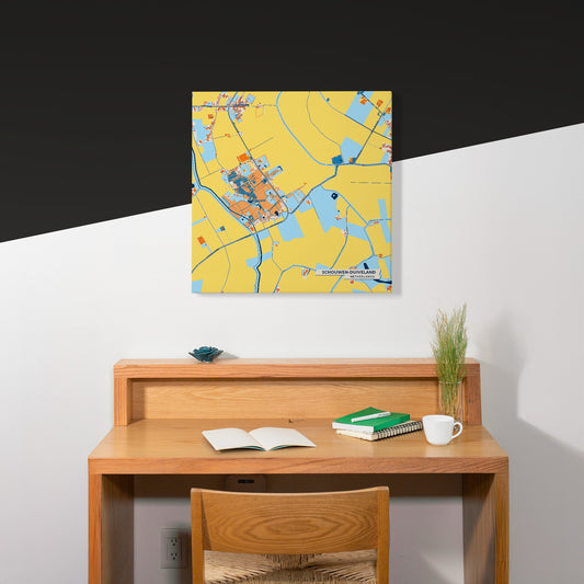 Schouwen-Duiveland Netherlands Colorful City Map Canvas Print Scene