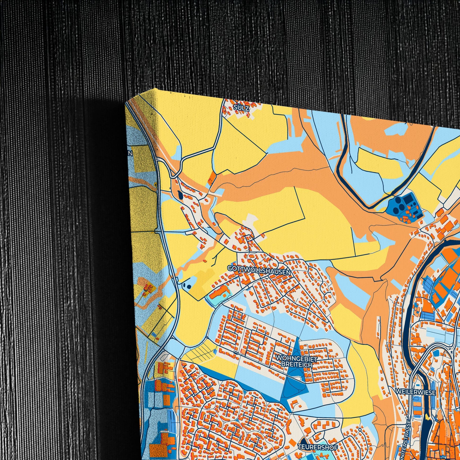 Schwäbisch Hall Germany Colorful City Map Canvas Print Detail