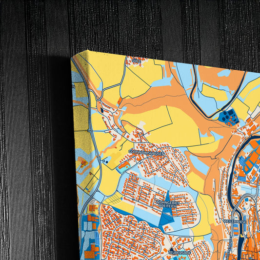 Schwäbisch Hall Germany Colorful City Map Canvas Print Detail