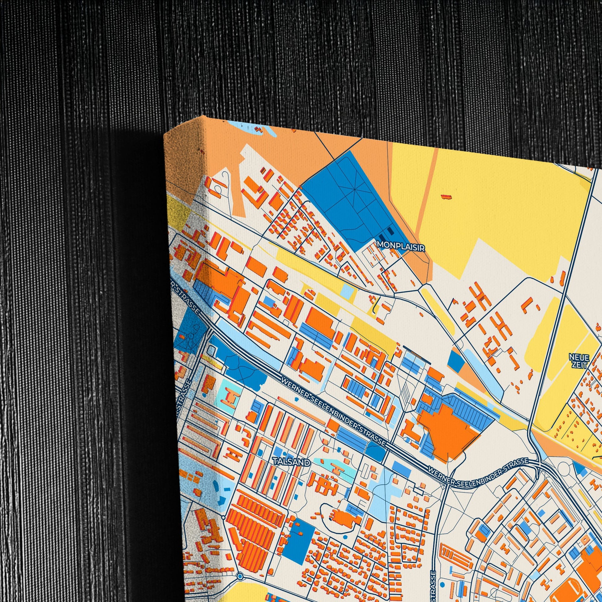 Schwedt/Oder Germany Colorful City Map Canvas Print Detail