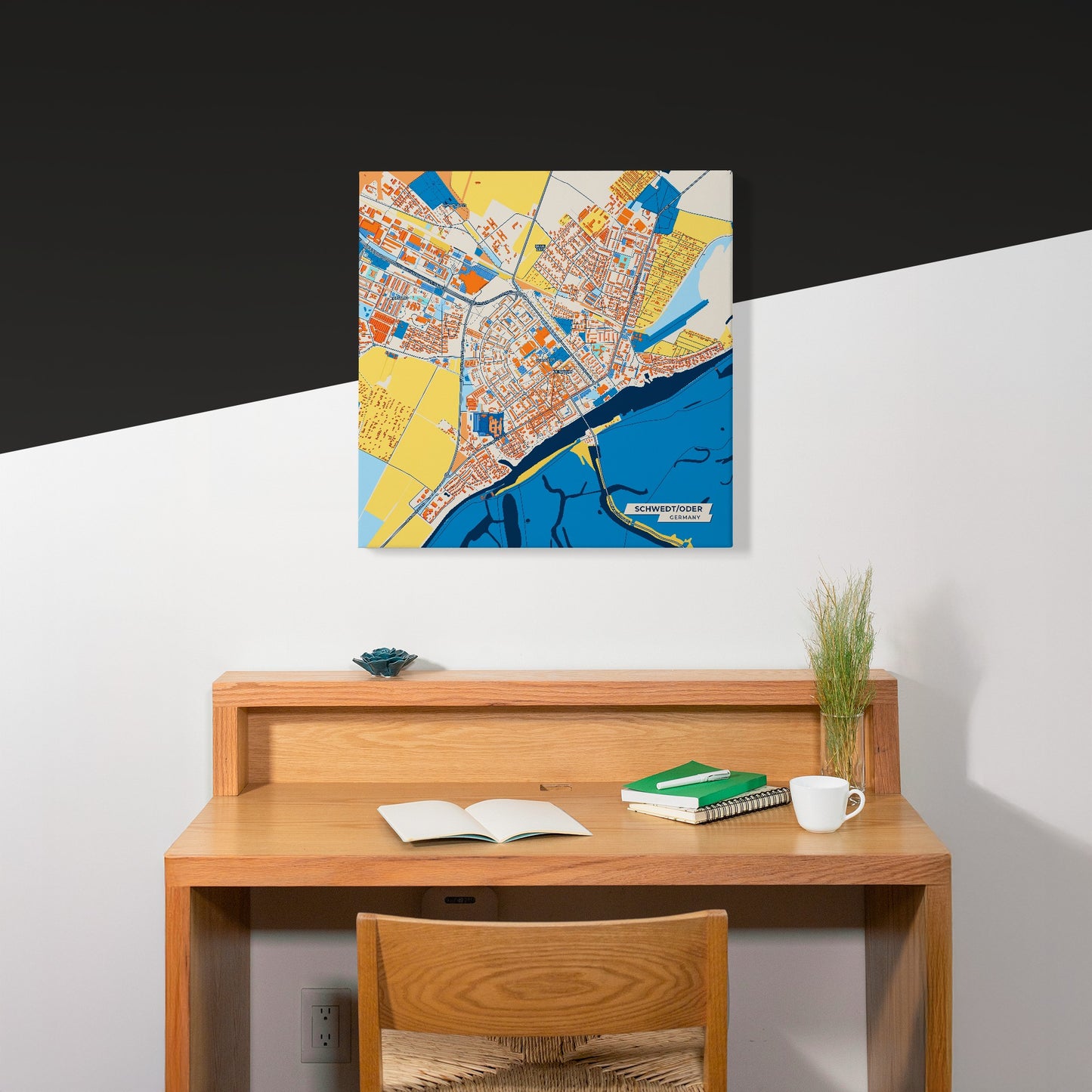 Schwedt/Oder Germany Colorful City Map Canvas Print Scene