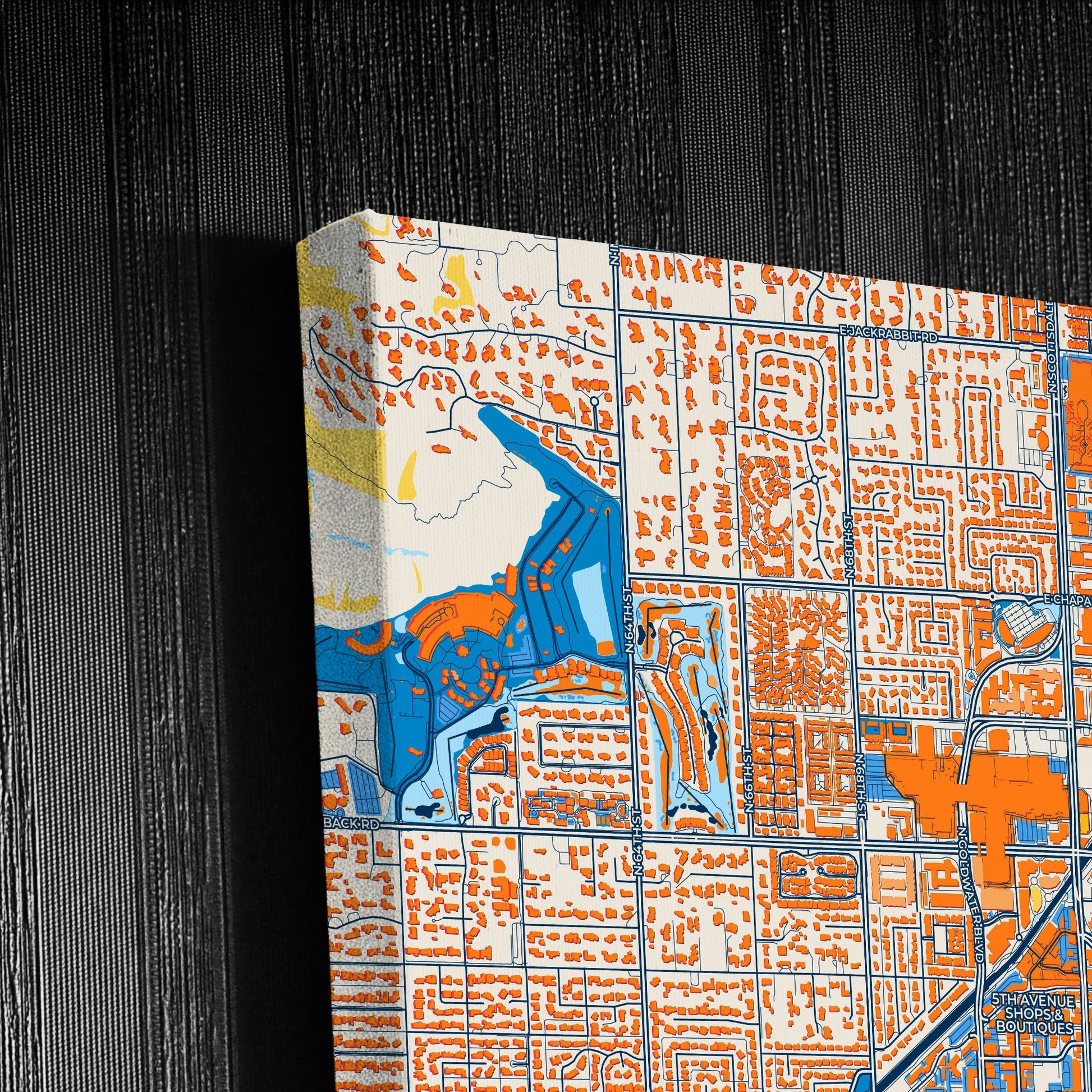 Scottsdale Arizona Colorful City Map Canvas Print Detail