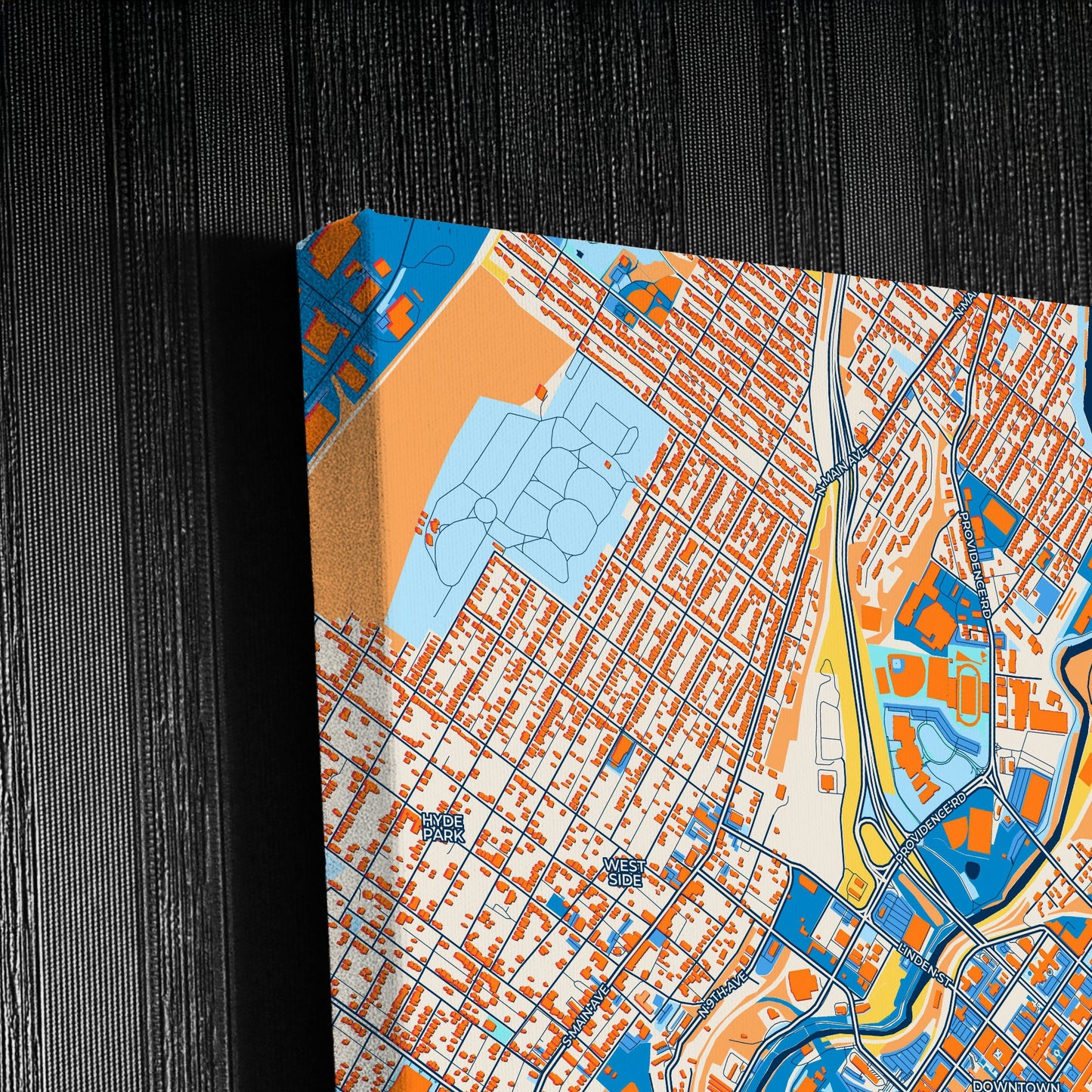 Scranton Pennsylvania Colorful City Map Canvas Print Detail