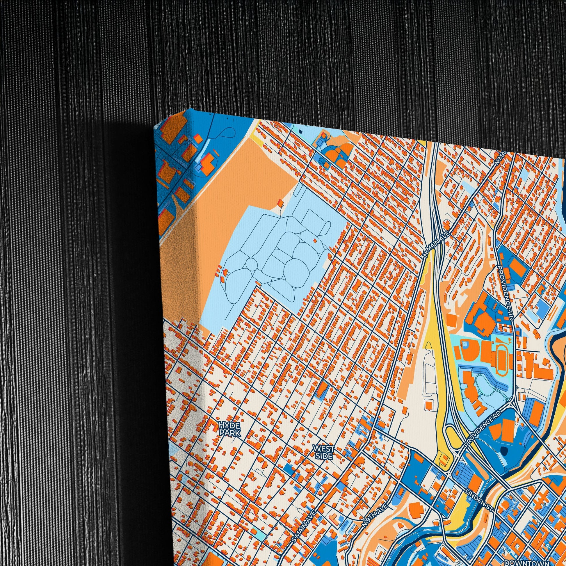 Scranton Pennsylvania Colorful City Map Canvas Print Detail