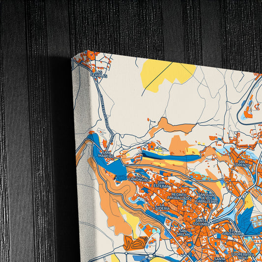 Segovia Spain Colorful City Map Canvas Print Detail