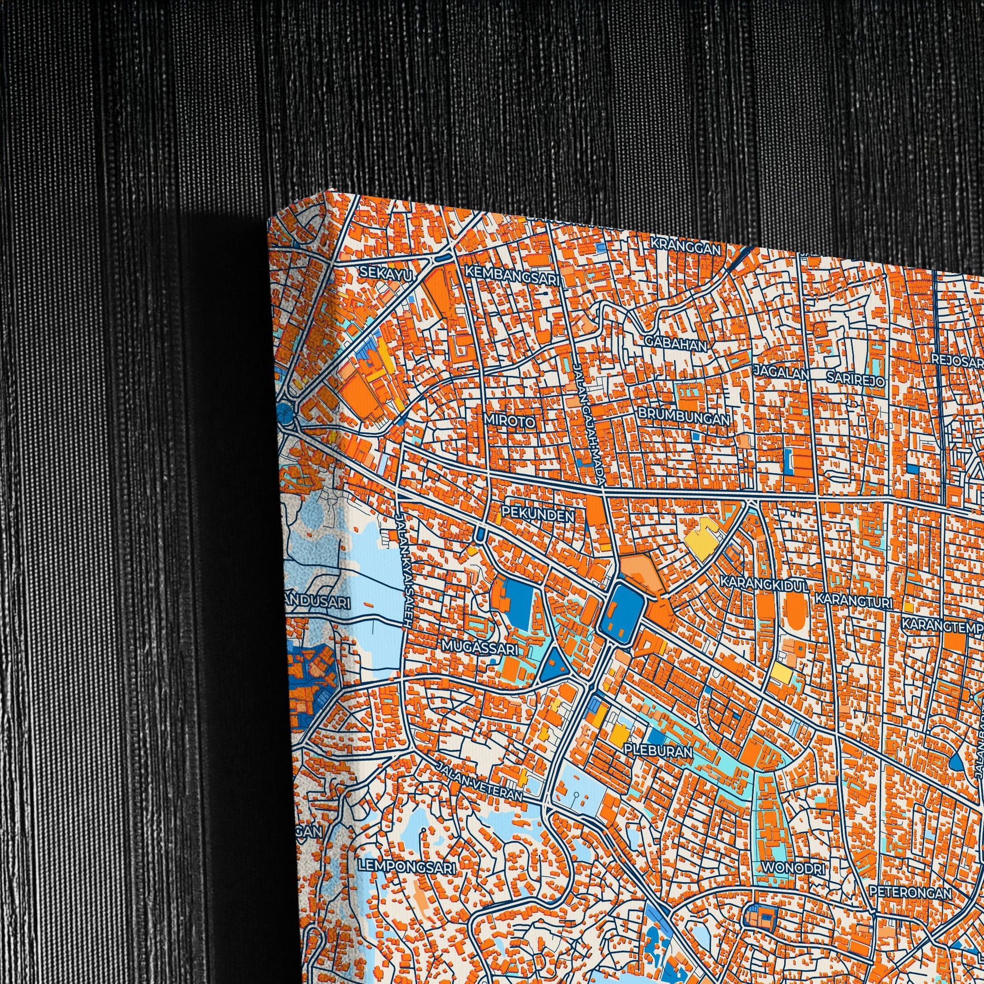 Semarang Indonesia Colorful City Map Canvas Print Detail