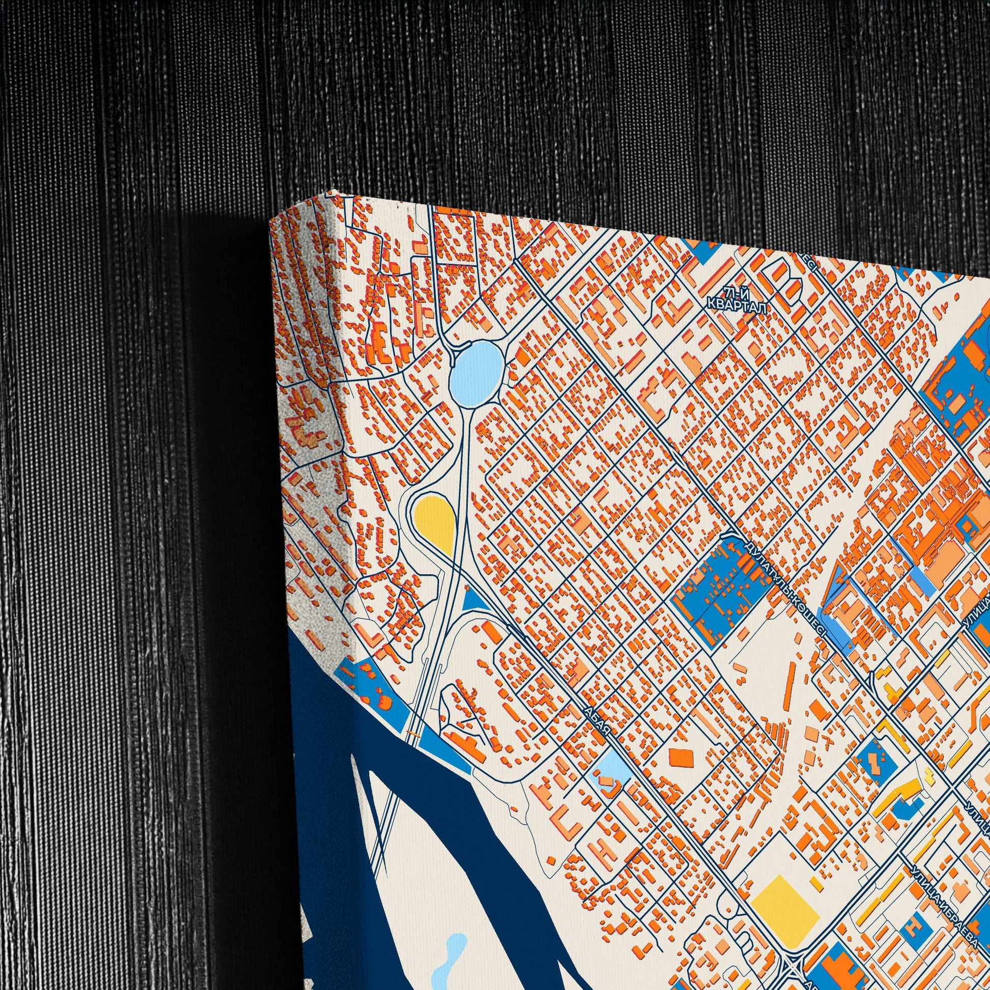 Semey Kazakhstan Colorful City Map Canvas Print Detail