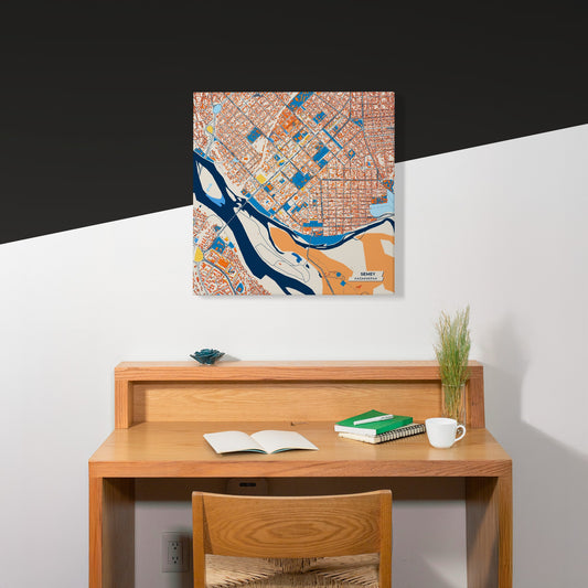 Semey Kazakhstan Colorful City Map Canvas Print Scene