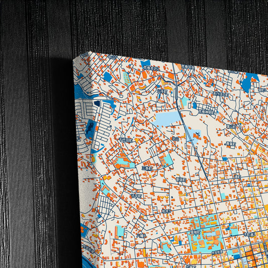 Sendai Japan Colorful City Map Canvas Print Detail