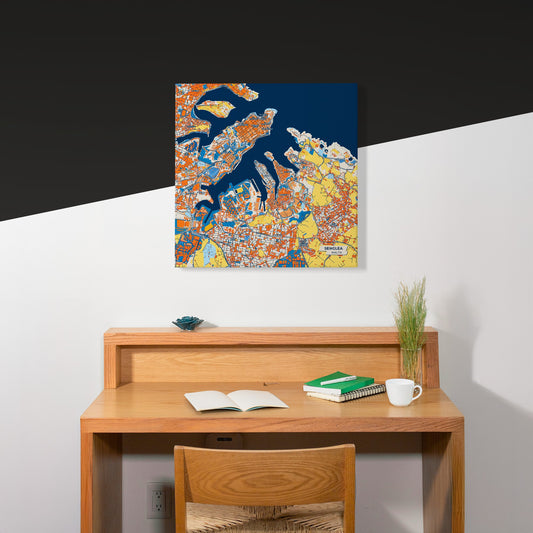 Senglea Malta Colorful City Map Canvas Print Scene