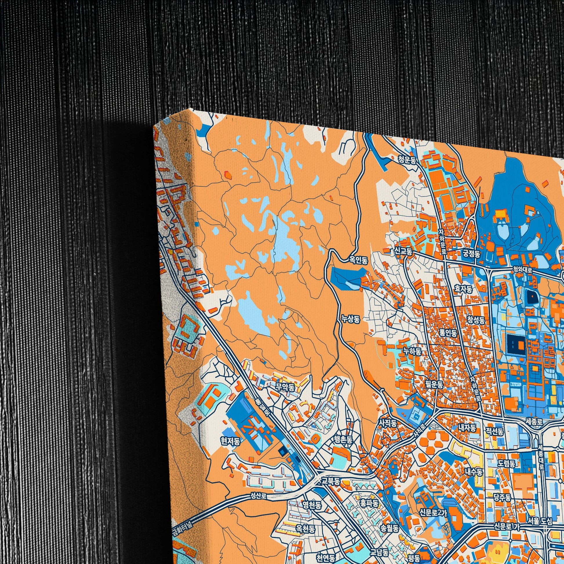 Seoul South Korea Colorful City Map Canvas Print Detail
