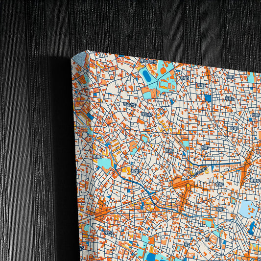 Setagaya Japan Colorful City Map Canvas Print Detail