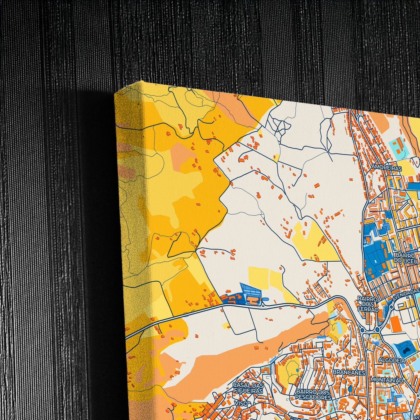 Setúbal Portugal Colorful City Map Canvas Print Detail