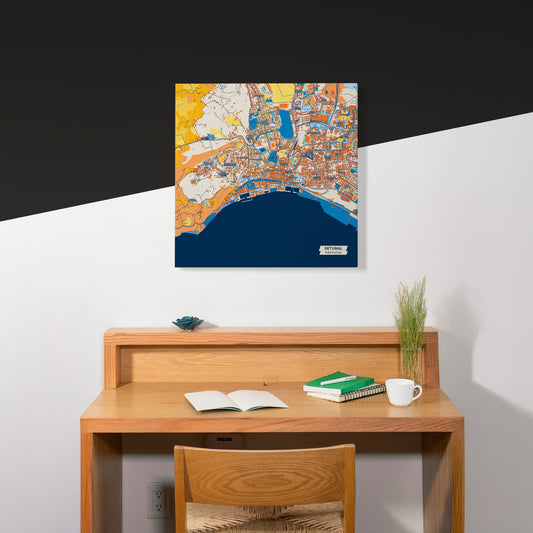 Setúbal Portugal Colorful City Map Canvas Print Scene