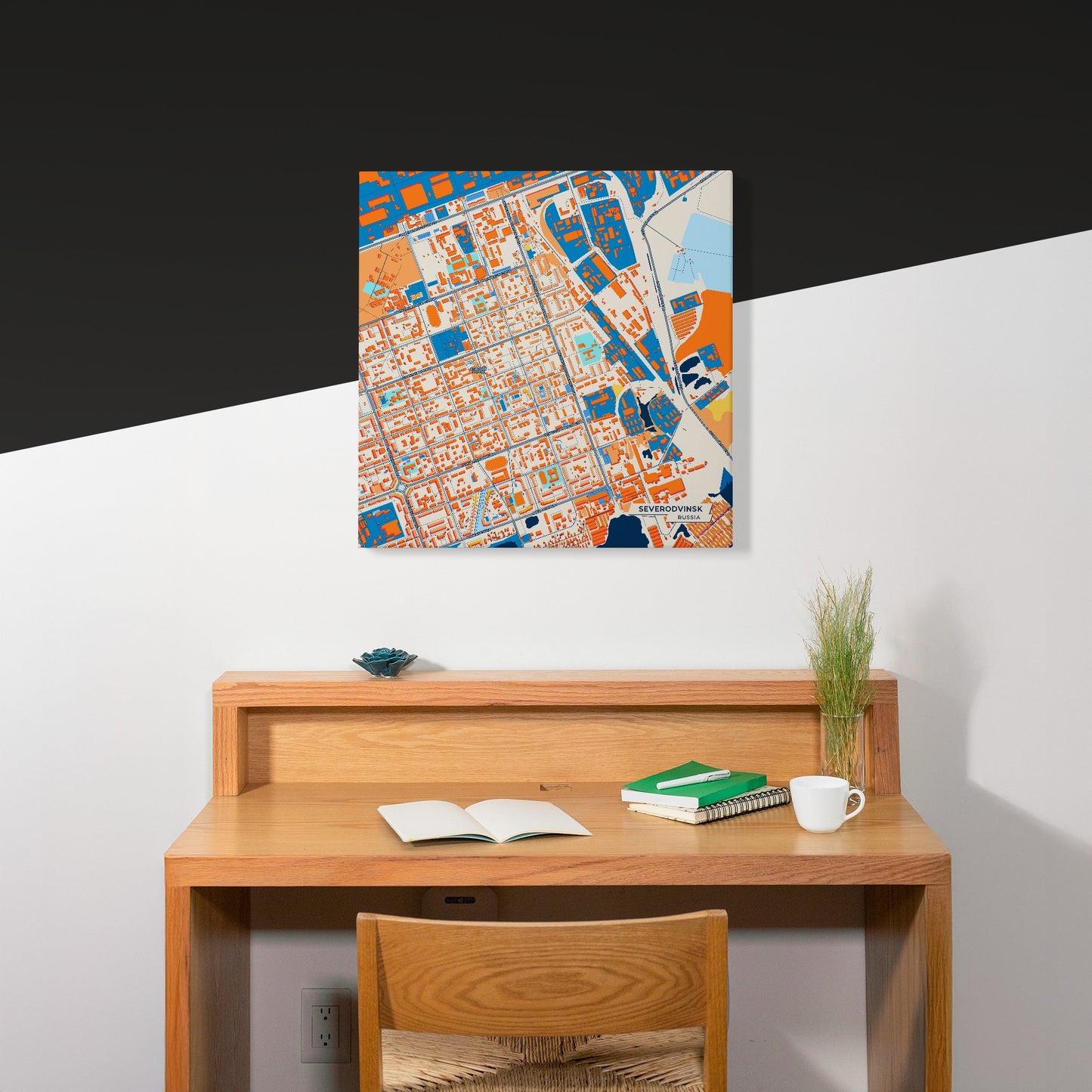 Северодвинск Russia Colorful City Map Canvas Print Scene