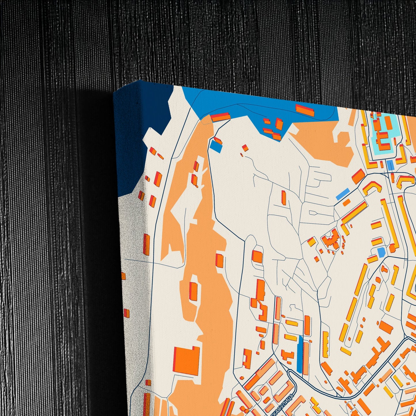 Североморск Russia Colorful City Map Canvas Print Detail