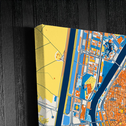 Sevilla Spain Colorful City Map Canvas Print Detail