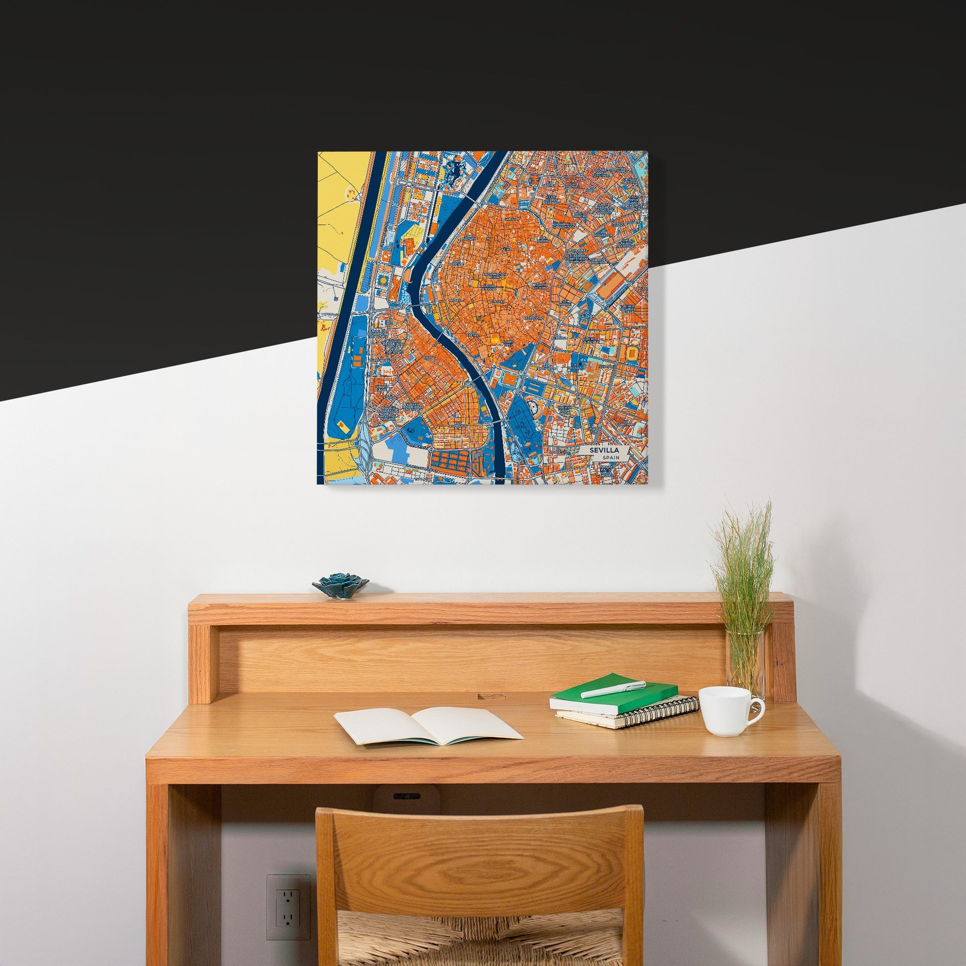 Sevilla Spain Colorful City Map Canvas Print Scene