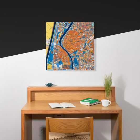 Sevilla Spain Colorful City Map Canvas Print Scene