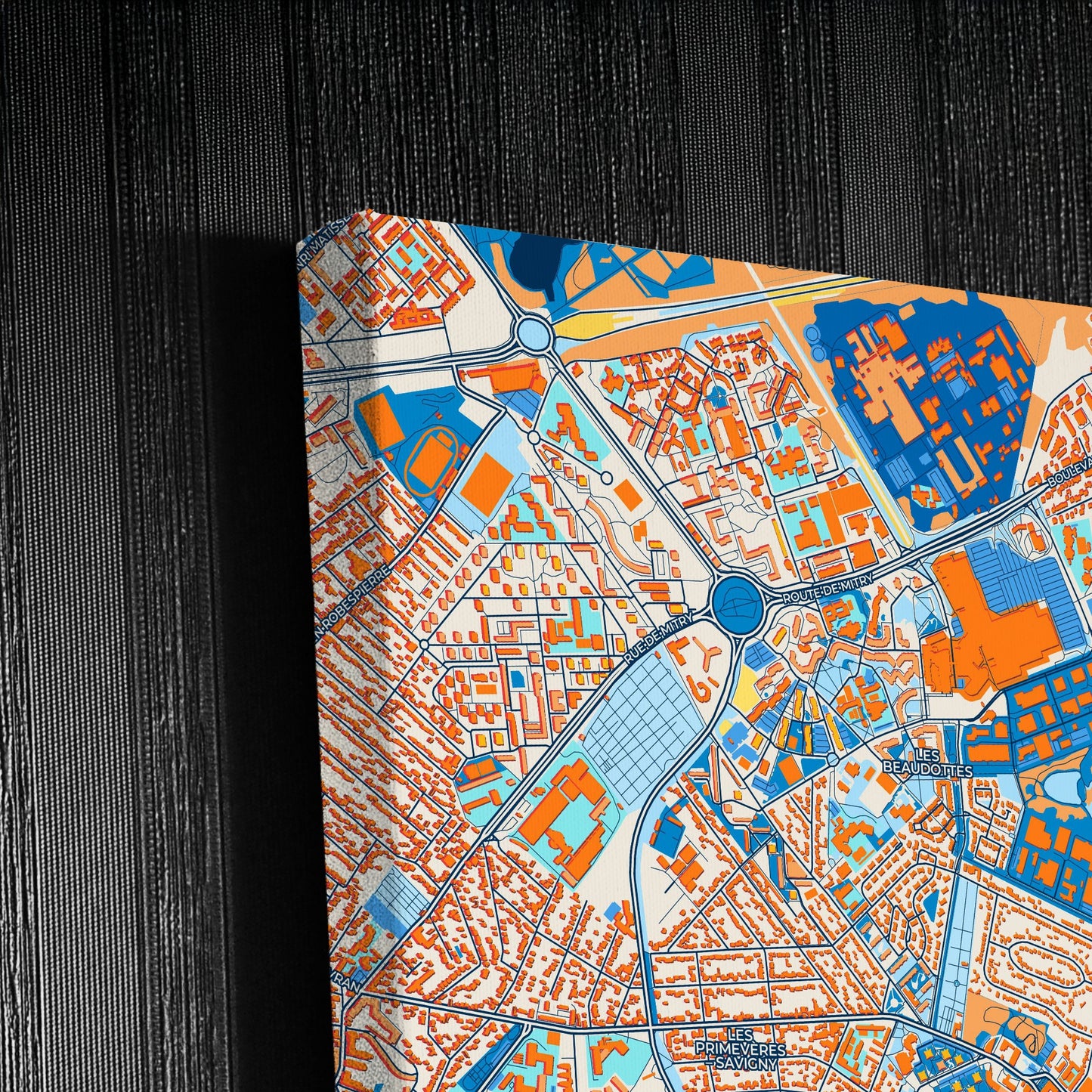 Sevran France Colorful City Map Canvas Print Detail