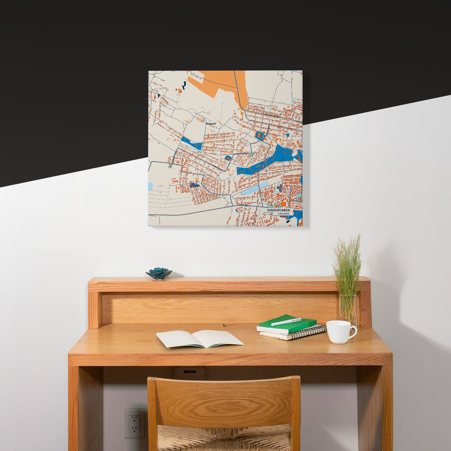 Шахтарск Ukraine Colorful City Map Canvas Print Scene