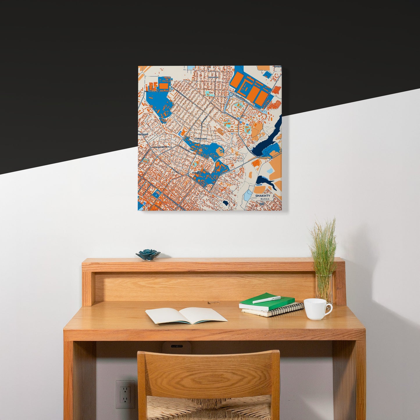 Шахты Russia Colorful City Map Canvas Print Scene