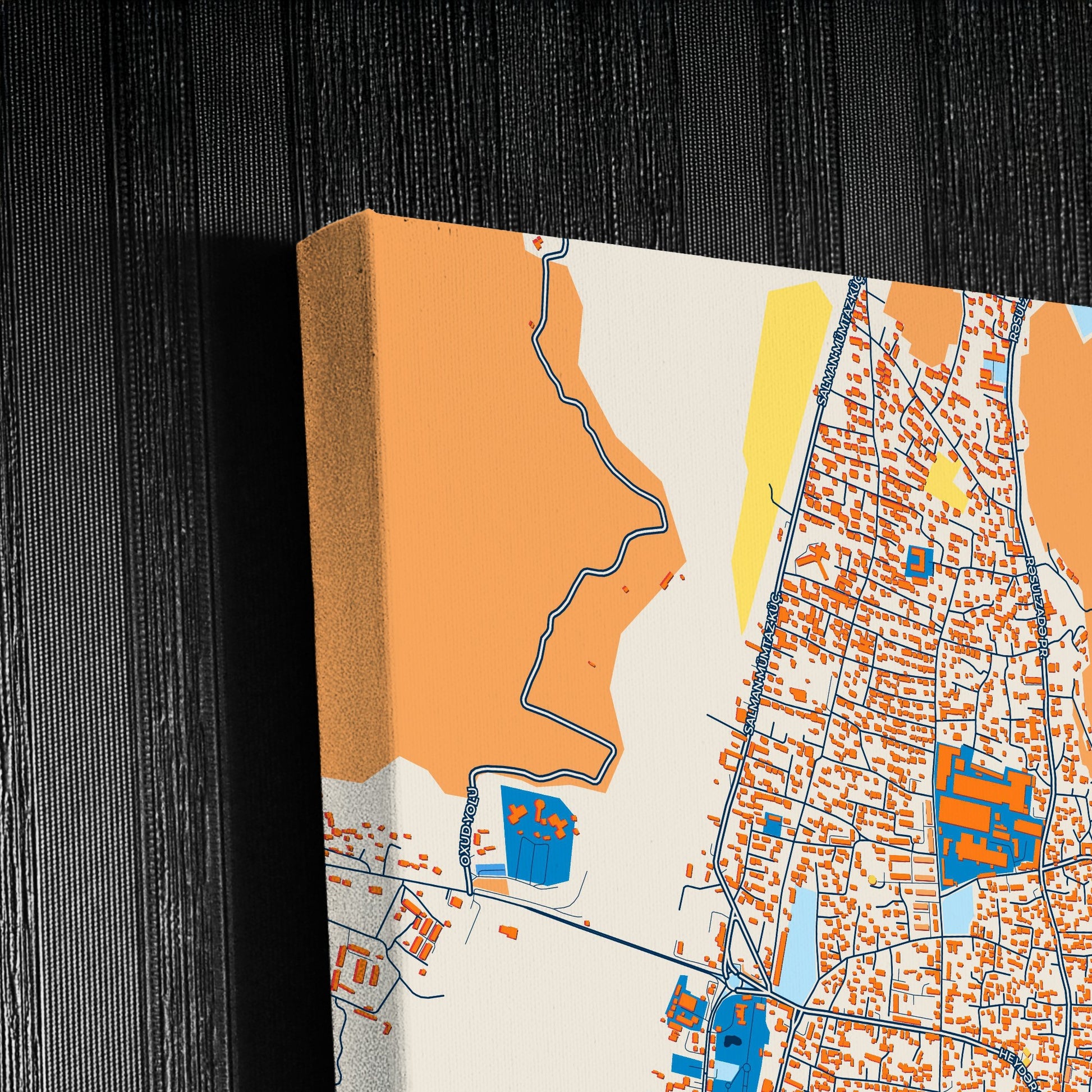 Shaki Azerbaijan Colorful City Map Canvas Print Detail