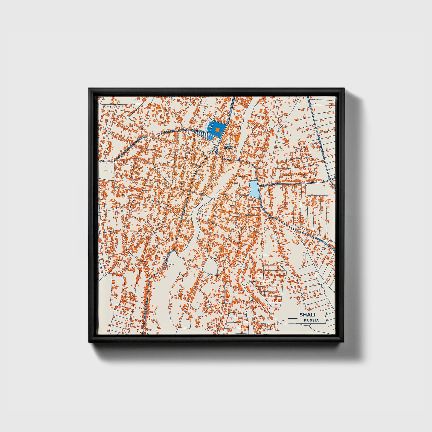 Шали Russia Colorful City Map Canvas Print • Black Framed