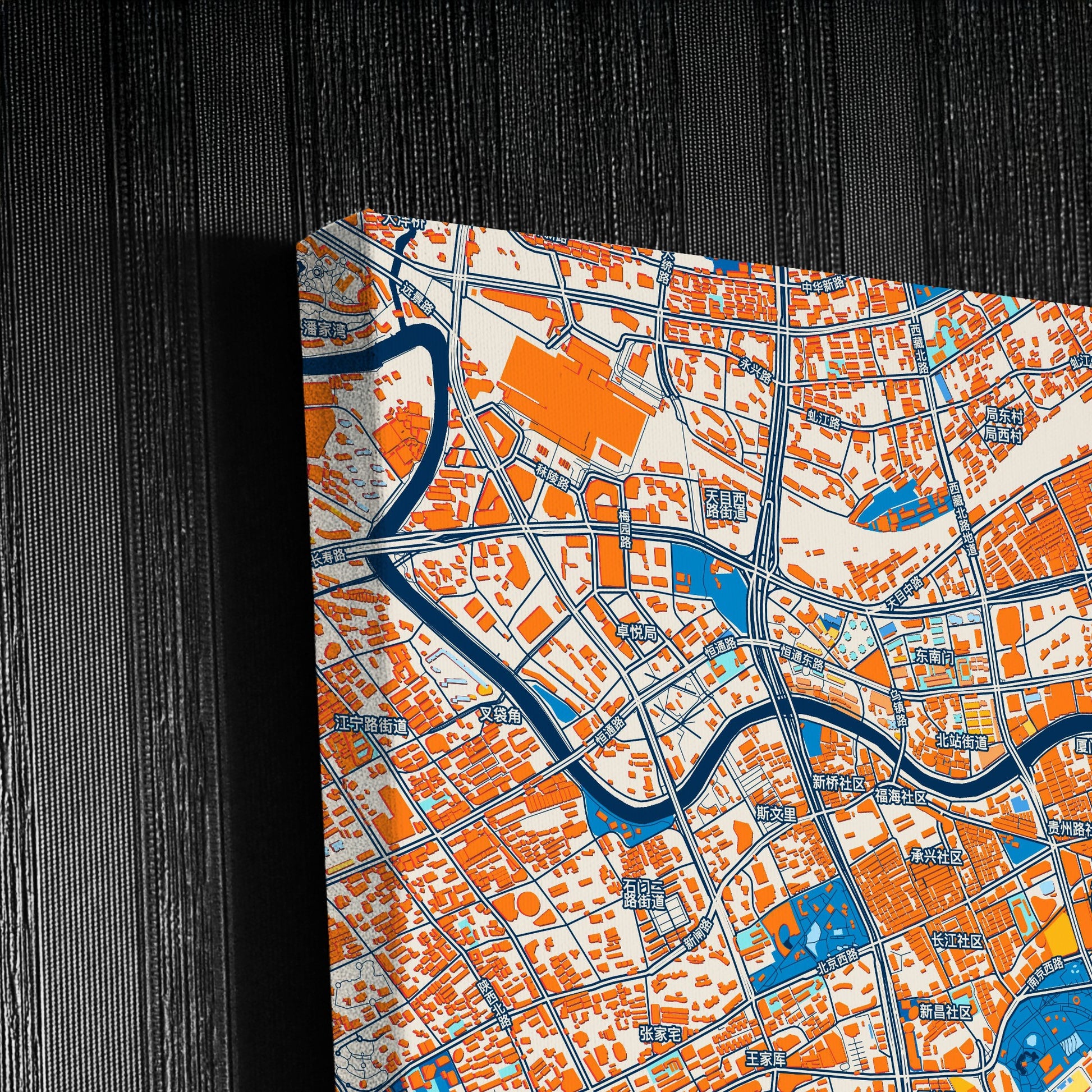 Shanghai China Colorful City Map Canvas Print Detail