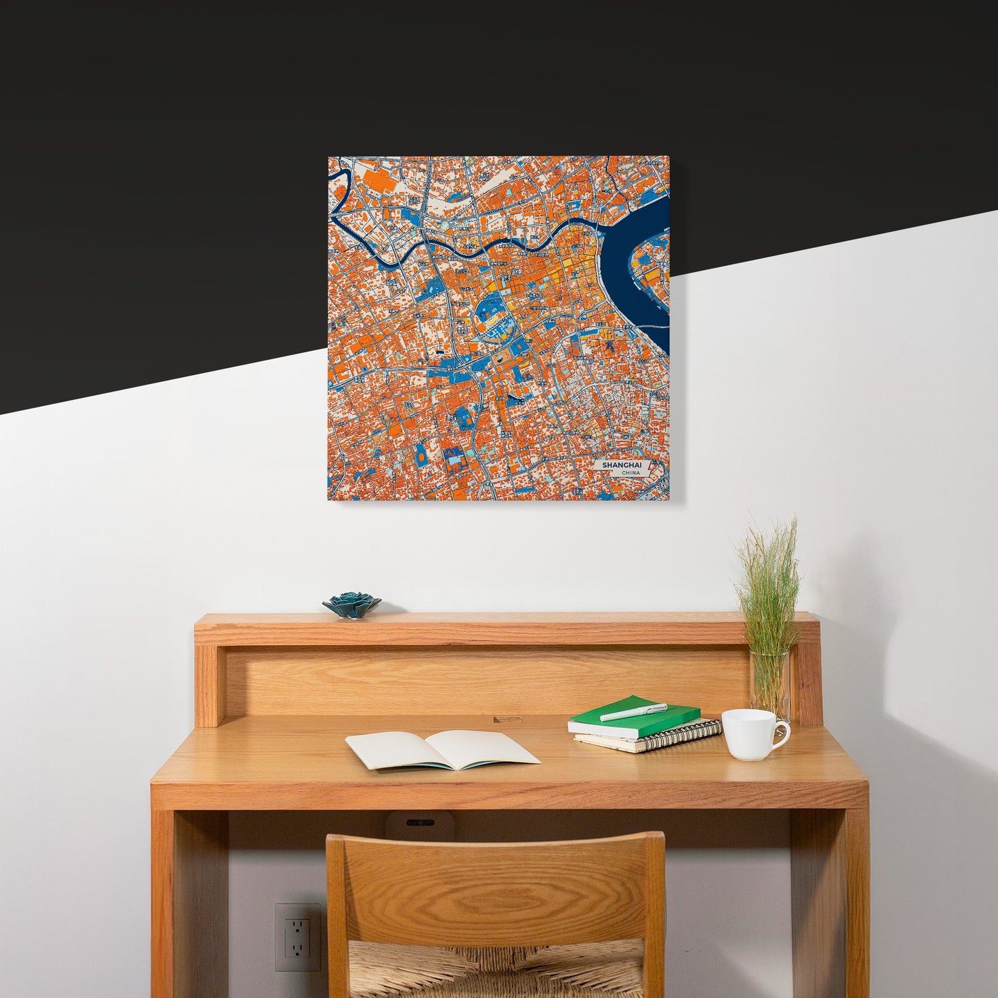 Shanghai China Colorful City Map Canvas Print Scene