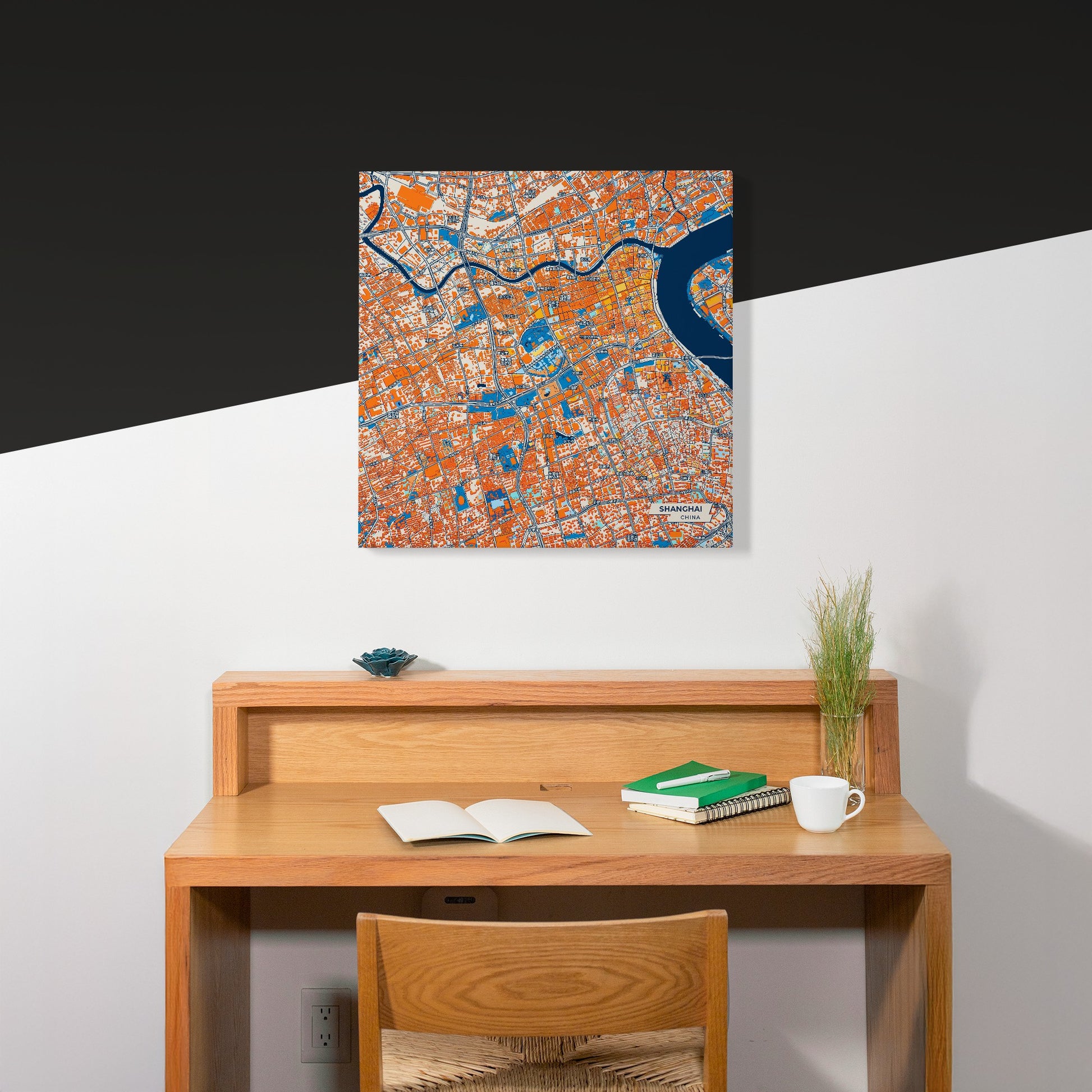 Shanghai China Colorful City Map Canvas Print Scene