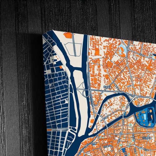 Shantou China Colorful City Map Canvas Print Detail