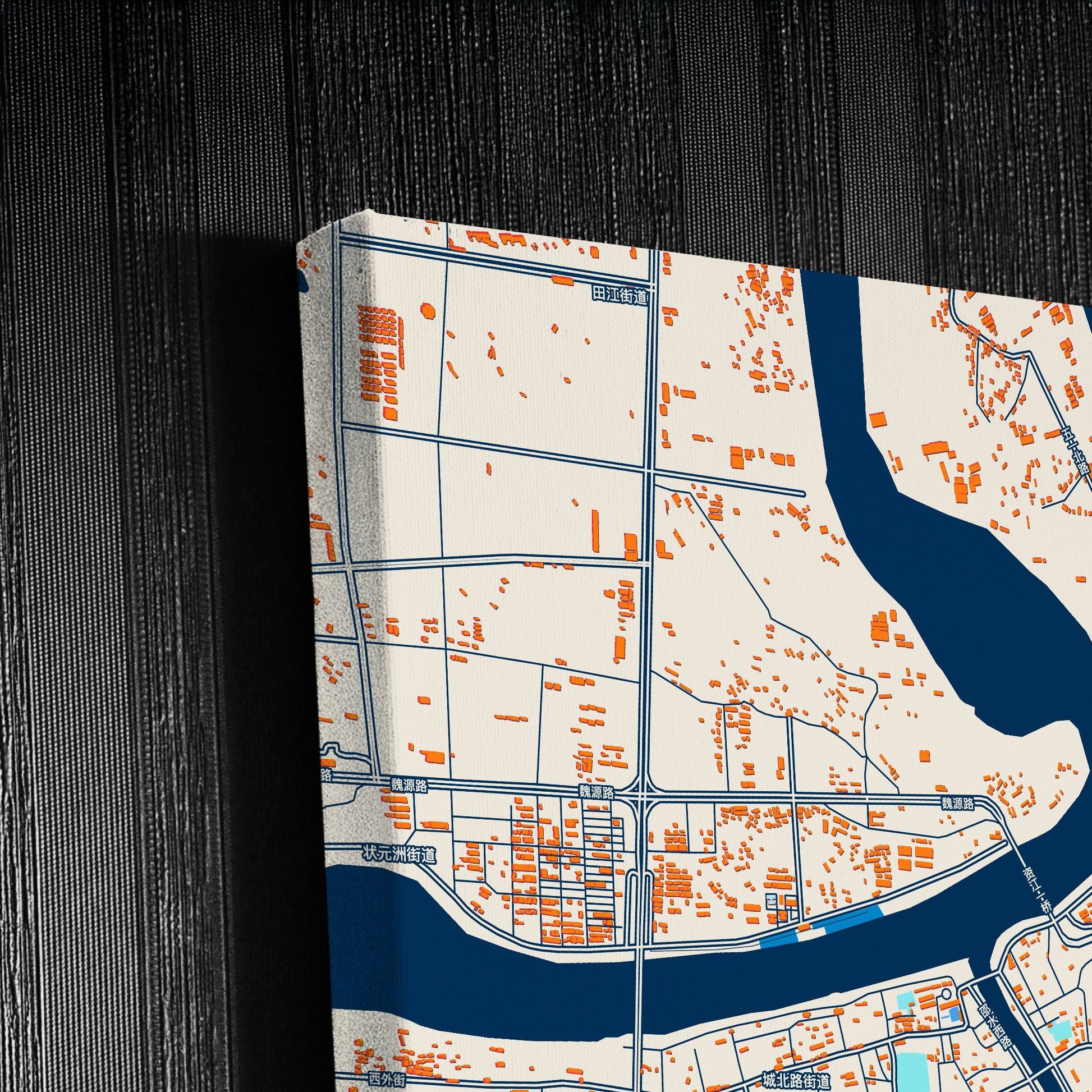 Shaoyang China Colorful City Map Canvas Print Detail