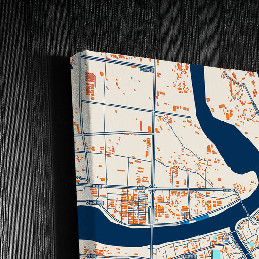 Shaoyang China Colorful City Map Canvas Print Detail