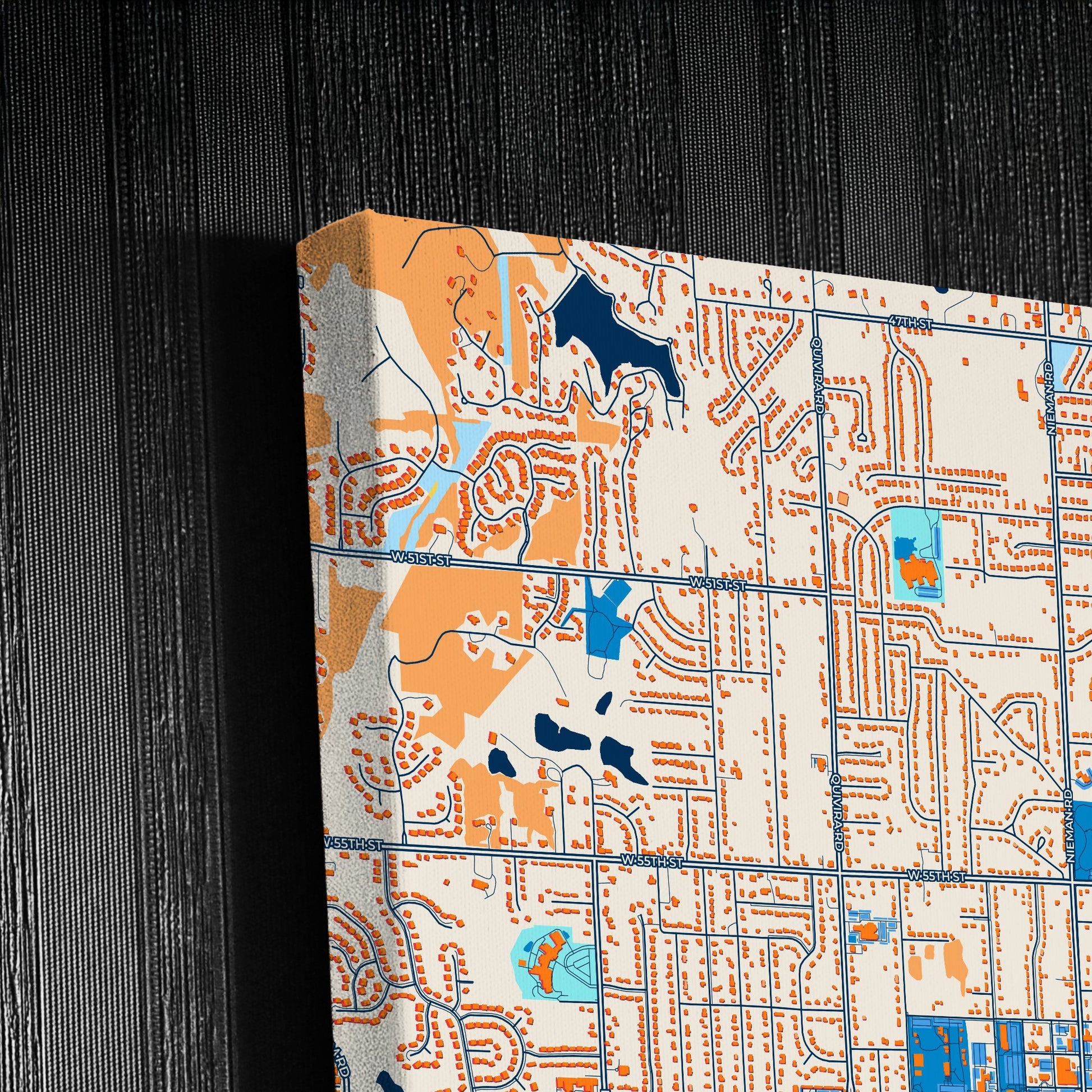 Shawnee Kansas Colorful City Map Canvas Print Detail