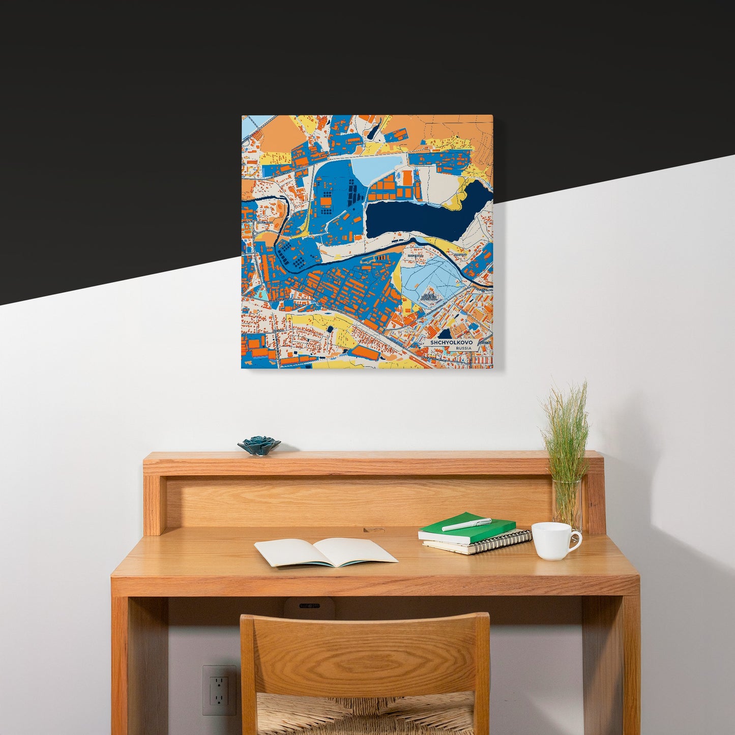 Щёлково Russia Colorful City Map Canvas Print Scene