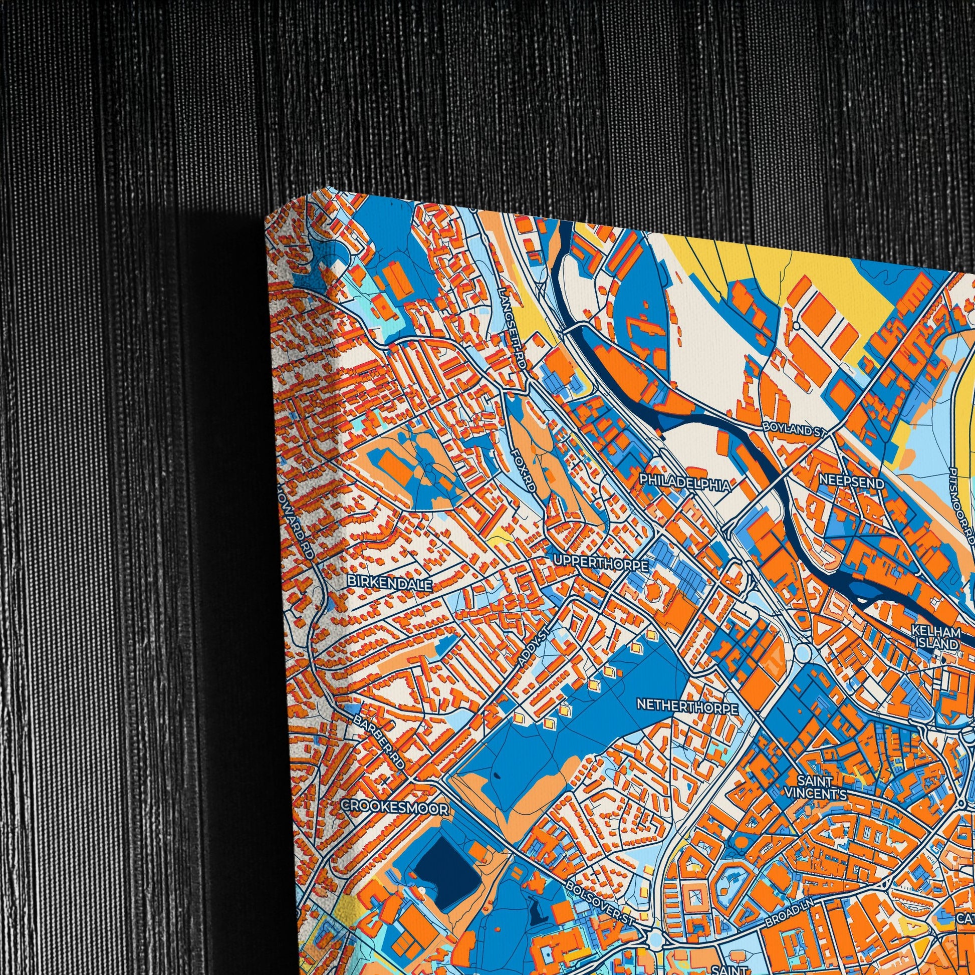 Sheffield England Colorful City Map Canvas Print Detail