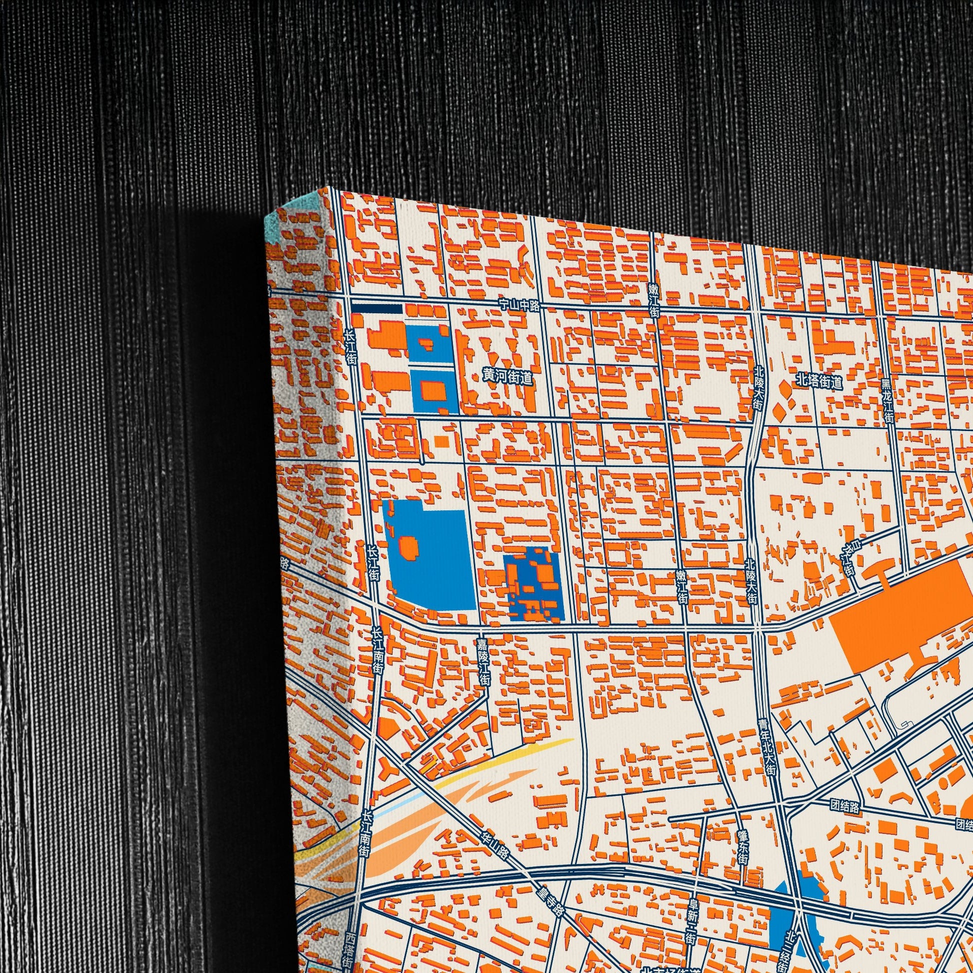 Shenyang China Colorful City Map Canvas Print Detail