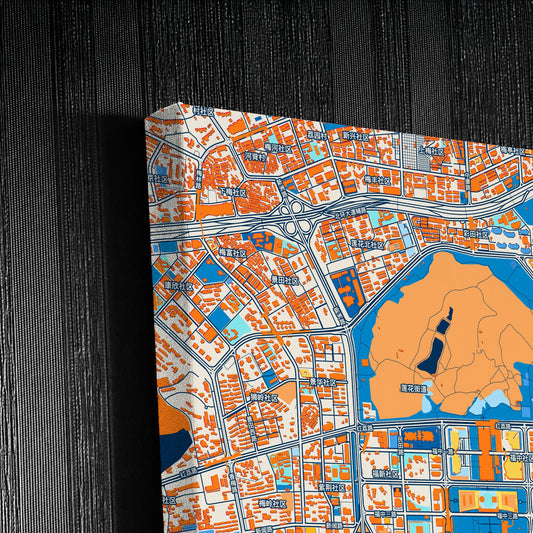 Shenzhen China Colorful City Map Canvas Print Detail