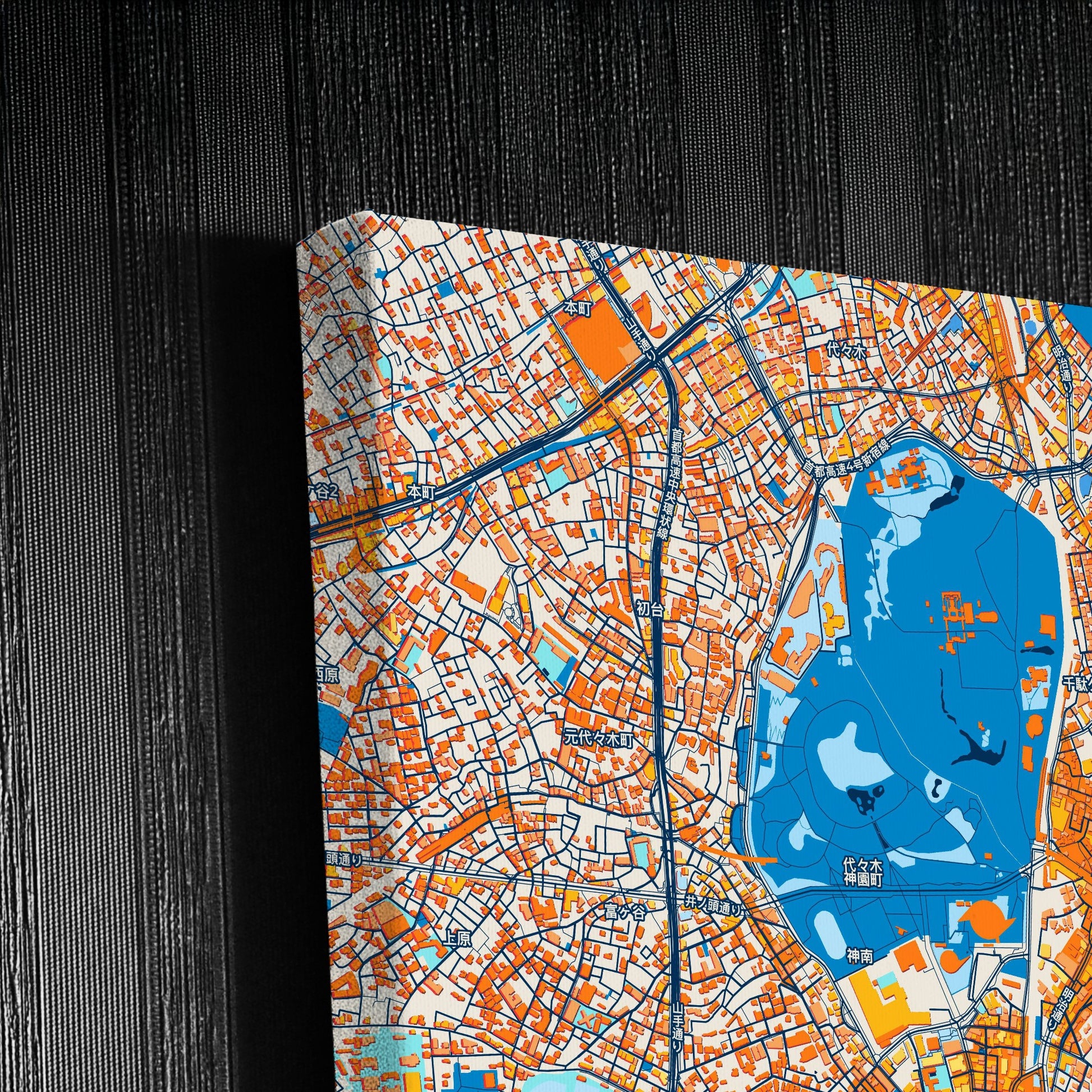 Shibuya Japan Colorful City Map Canvas Print Detail