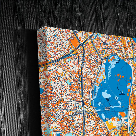Shibuya Japan Colorful City Map Canvas Print Detail