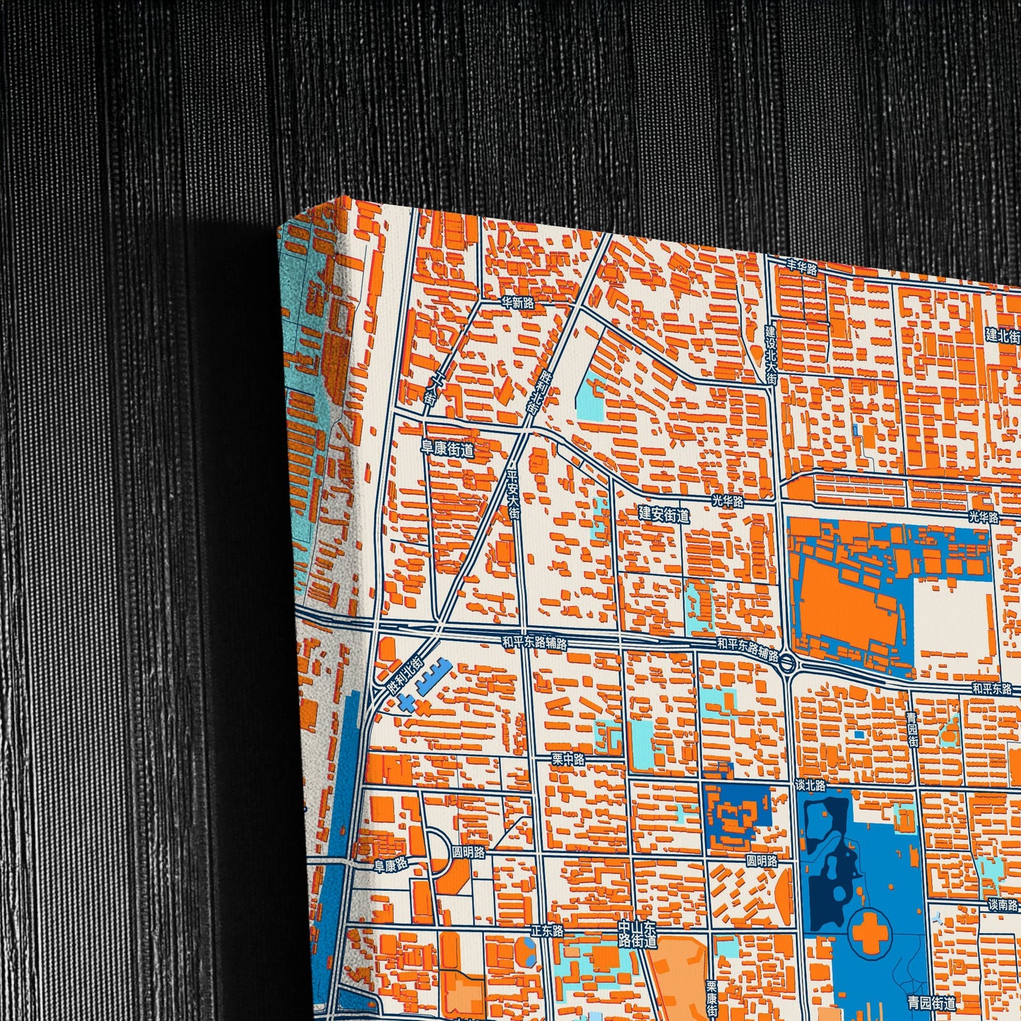 Shijiazhuang China Colorful City Map Canvas Print Detail