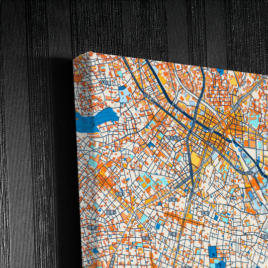 Shinagawa Japan Colorful City Map Canvas Print Detail