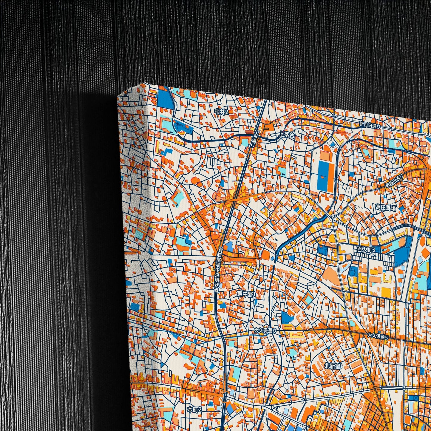 Shinjuku Japan Colorful City Map Canvas Print Detail