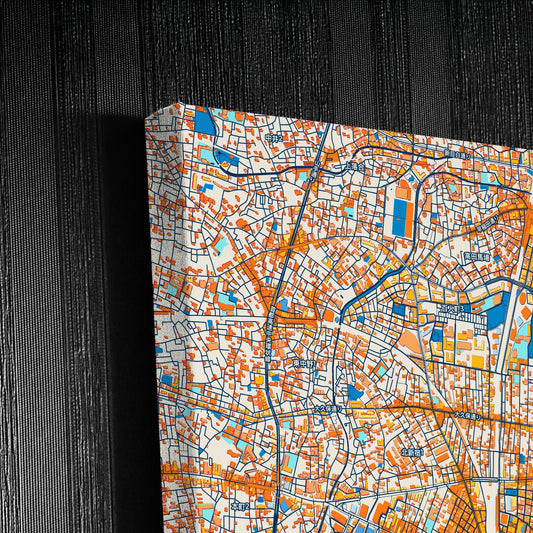 Shinjuku Japan Colorful City Map Canvas Print Detail