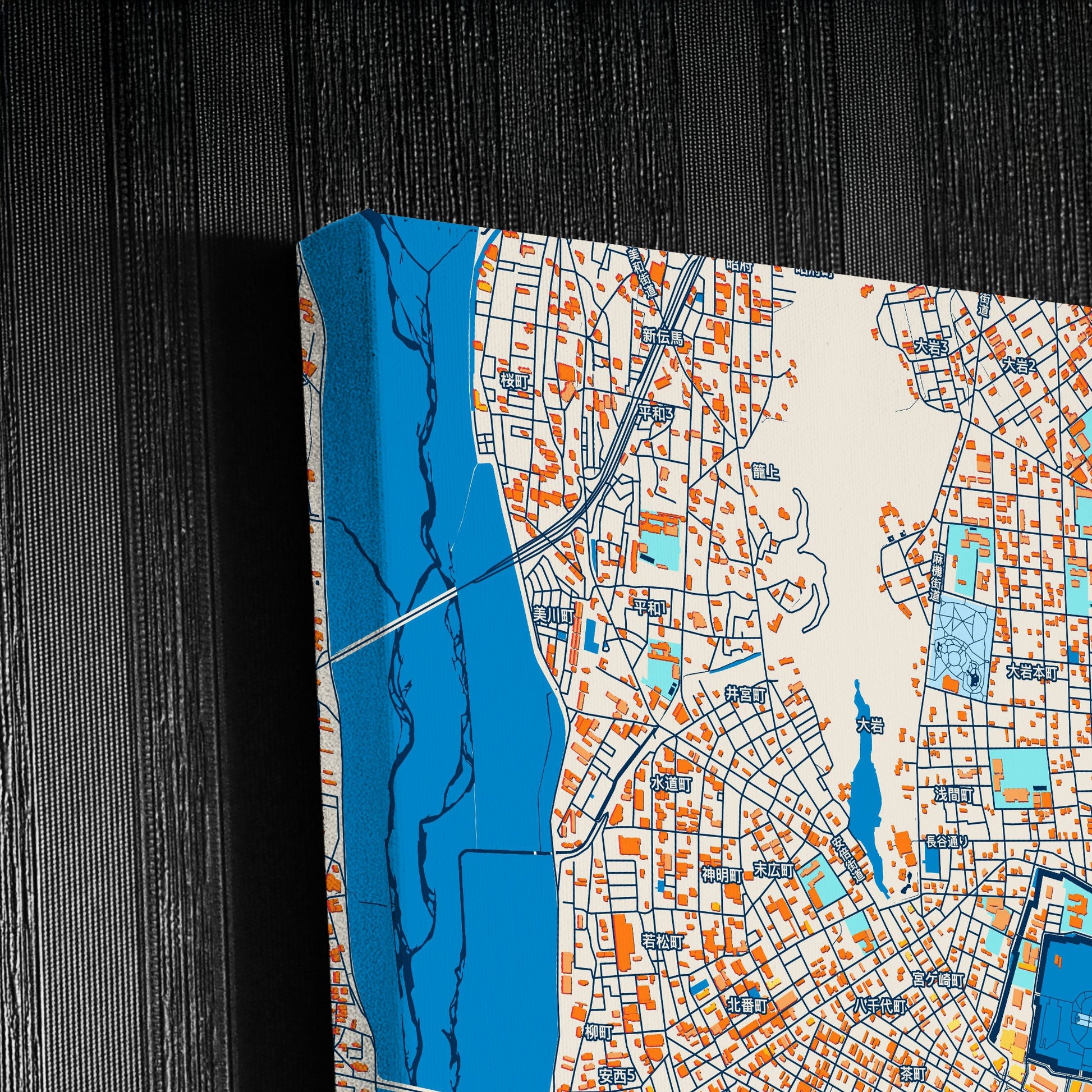 Shizuoka Japan Colorful City Map Canvas Print Detail