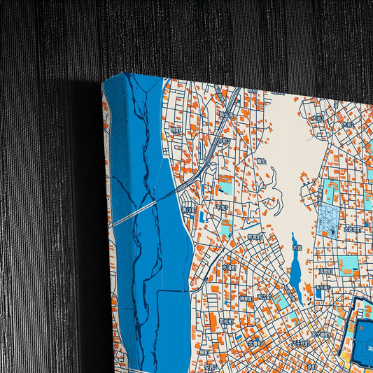 Shizuoka Japan Colorful City Map Canvas Print Detail