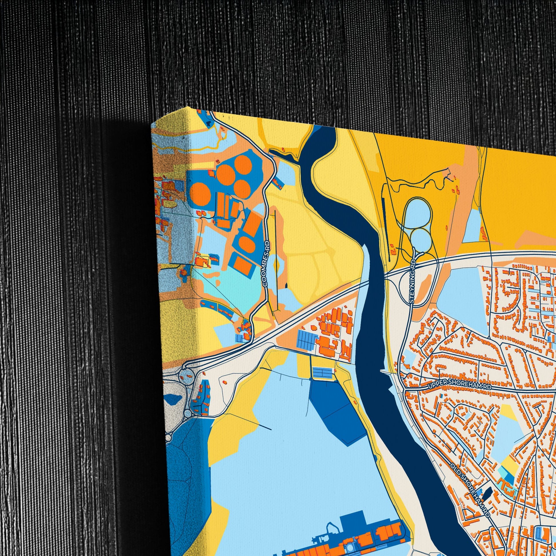 Shoreham-By-Sea England Colorful City Map Canvas Print Detail